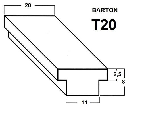BARTON T-SCHIENE, 20 mm Alu grau, 1,2 m